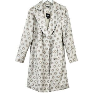 Isabel Toledo for Lane Bryant Metallic Silver Geometric Print Light Jacket Coat